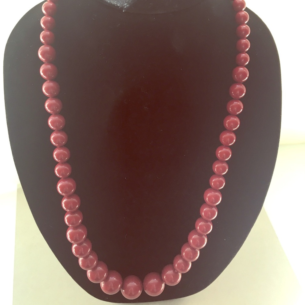 Graduated Dark Cherry Red Bead Necklace